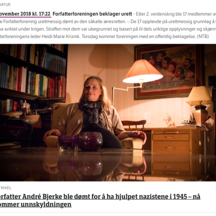 Faksimile fra NRK, 12. november 2018